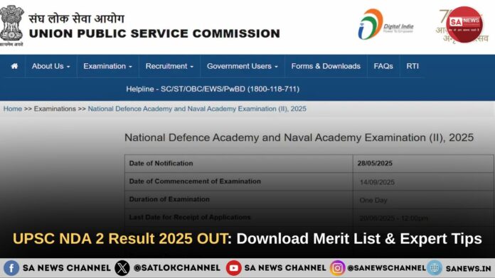 UPSC NDA 2 Result 2025 OUT Download Merit List & Expert Tips