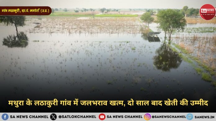 मथुरा के लठाकुरी गांव में जलभराव खत्म, दो साल बाद खेती की उम्मीद