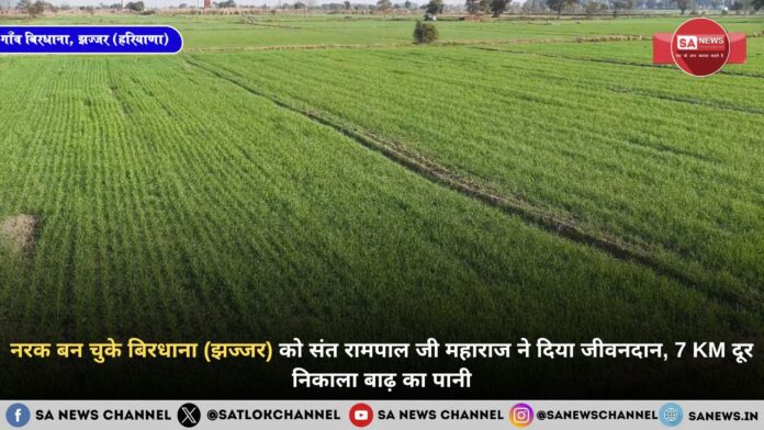 नरक बन चुके बिरधाना (झज्जर) को संत रामपाल जी महाराज ने दिया जीवनदान, 7 KM दूर निकाला बाढ़ का पानी