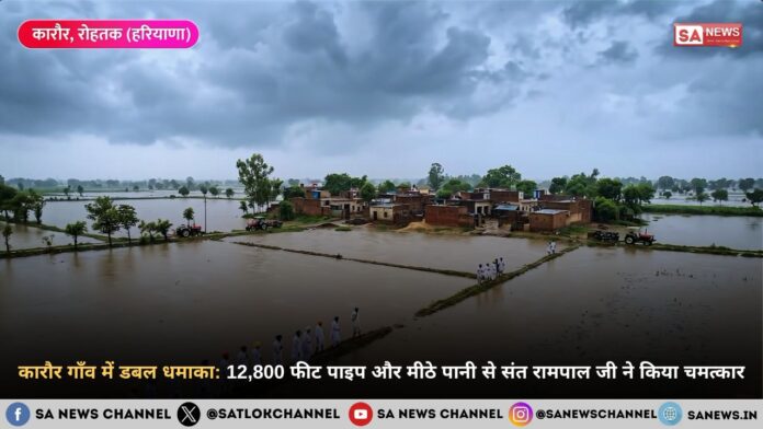 कारौर गाँव में डबल धमाका: 12,800 फीट पाइप और मीठे पानी से संत रामपाल जी ने किया चमत्कार