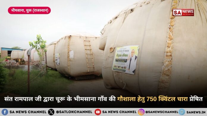 संत रामपाल जी महाराज द्वारा चूरू के भीमसाना गाँव की गौशाला हेतु 750 क्विंटल चारा प्रेषित