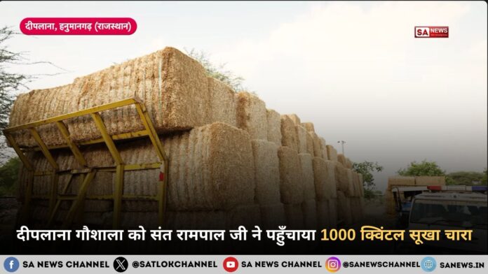 दीपलाना गौशाला को संत रामपाल जी महाराज ने पहुँचाया 1000 क्विंटल सूखा चारा