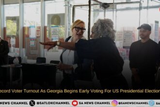 Record Voter Turnout As Georgia Begins Early Voting For US Presidential Elections 