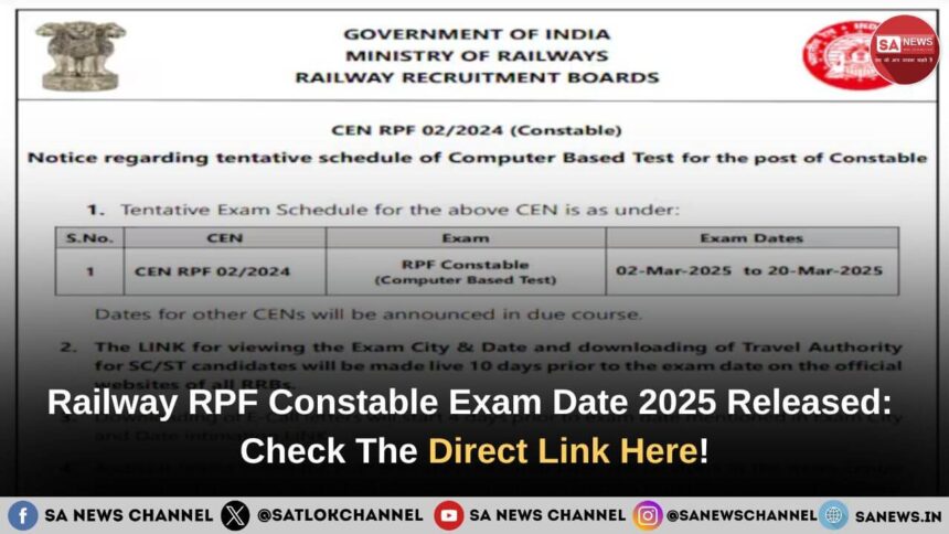 Railway RPF Constable Exam Date 2025 Released Check The Direct Link Here!