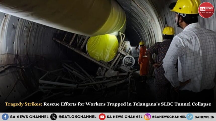 Tragedy Strikes: Rescue Efforts for Workers Trapped in Telangana's SLBC Tunnel Collapse