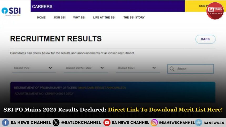 SBI PO Mains 2025 Results
