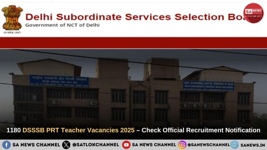 1180 DSSSB PRT Teacher Vacancies 2025 – Check Official Recruitment Notification