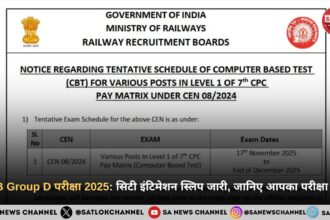 RRB Group D Exam 2025: सिटी इंटिमेशन स्लिप जारी, जानें आपका परीक्षा शहर