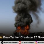 Saudi Arabia Bus–Tanker Crash on 17 November 2025: 42 Indian Pilgrims Lose Their Lives