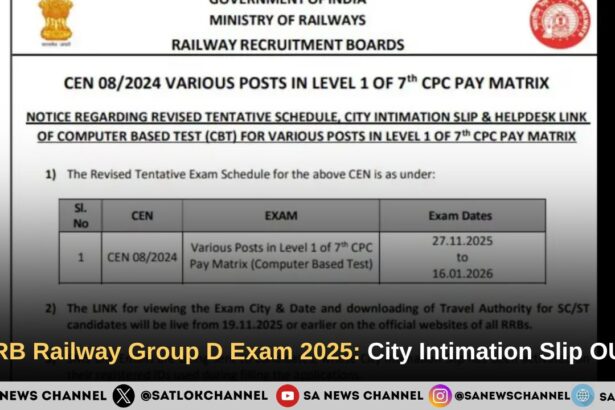 RRB Railway Group D Exam 2025: City Intimation Slip OUT, Check Your Exam City Now!
