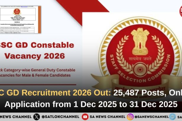 SSC GD Recruitment 2026 Out: 25,487 Posts, Online Application from 1 Dec 2025 to 31 Dec 2025