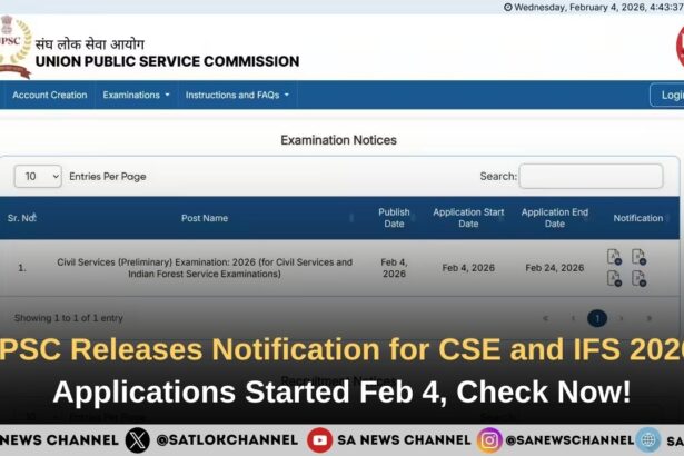 UPSC Releases Notification for CSE and IFS 2026: Applications Started Feb 4, Check Now!