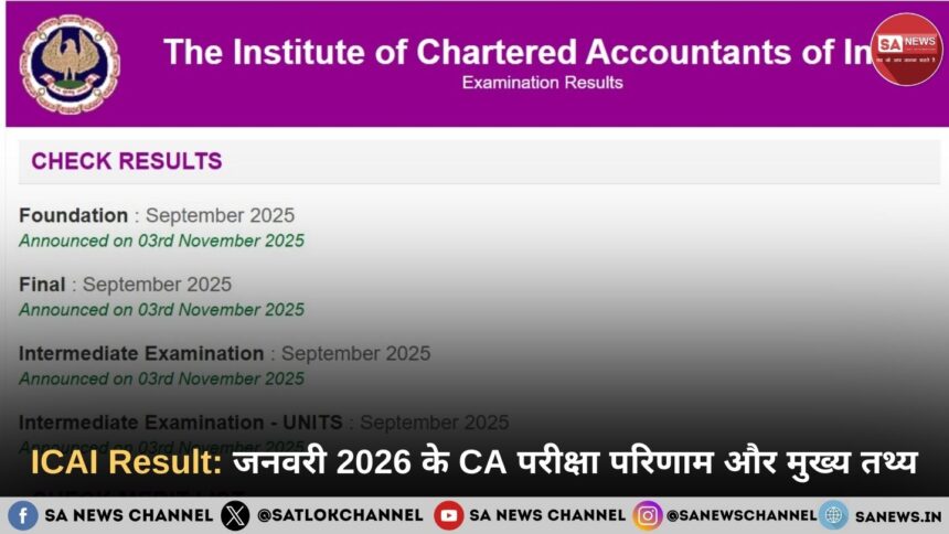 ICAI Result: जनवरी 2026 के CA परीक्षा परिणाम और मुख्य तथ्य