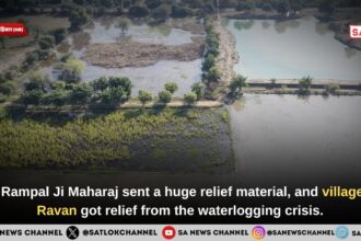 Sant Rampal Ji Maharaj sent a huge relief material, and village Kali Rawan got relief from the waterlogging crisis.