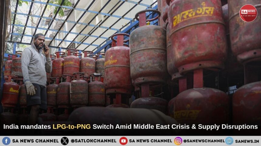 India orders LPG-to-PNG shift in connected areas after Middle East crisis disrupts gas supply and exposes import dependence.