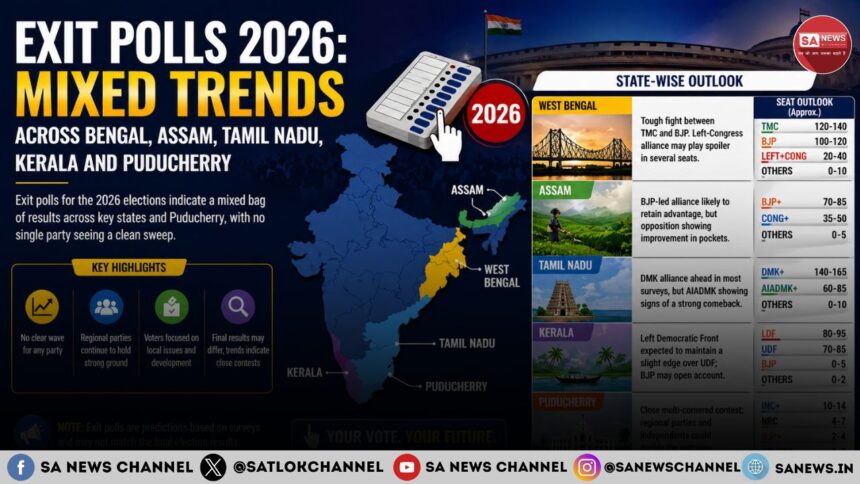Exit Polls 2026: Mixed Trends Across Bengal, Assam, Tamil Nadu, Kerala and Puducherry
