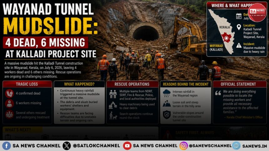 Wayanad Tunnel Mudslide 4 Dead, 6 Missing at Kalladi Project Site