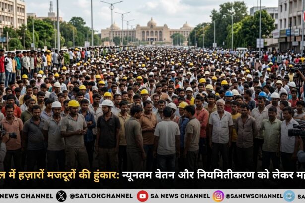 भोपाल में जुटे हज़ारों मज़दूर: न्यूनतम वेतन और नियमितीकरण को लेकर बड़े मार्च की तैयारी