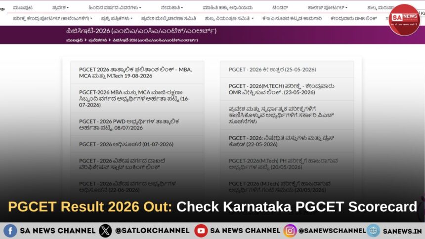 PGCET Result 2026 Out Check Karnataka PGCET Scorecard