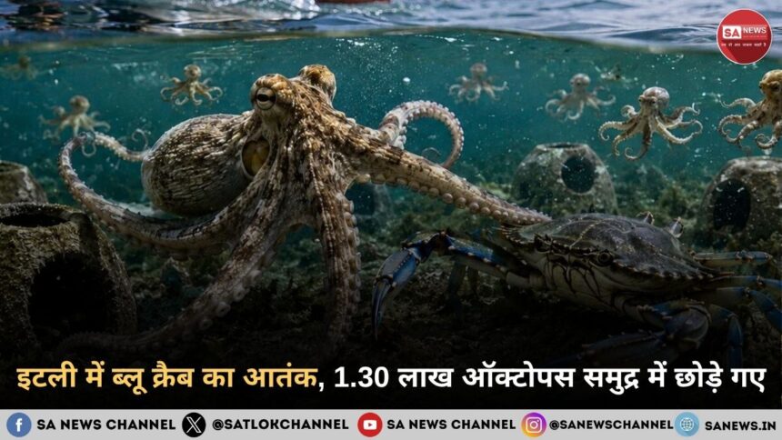 इटली में ब्लू क्रैब का आतंक, 1.30 लाख ऑक्टोपस समुद्र में छोड़े गए