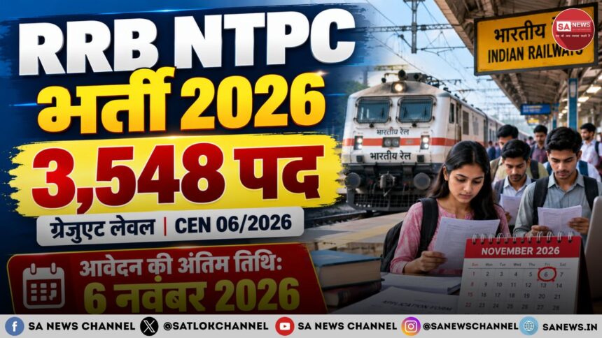 RRB NTPC Recruitment 2026: 3,548 पद, आवेदन की अंतिम तिथि